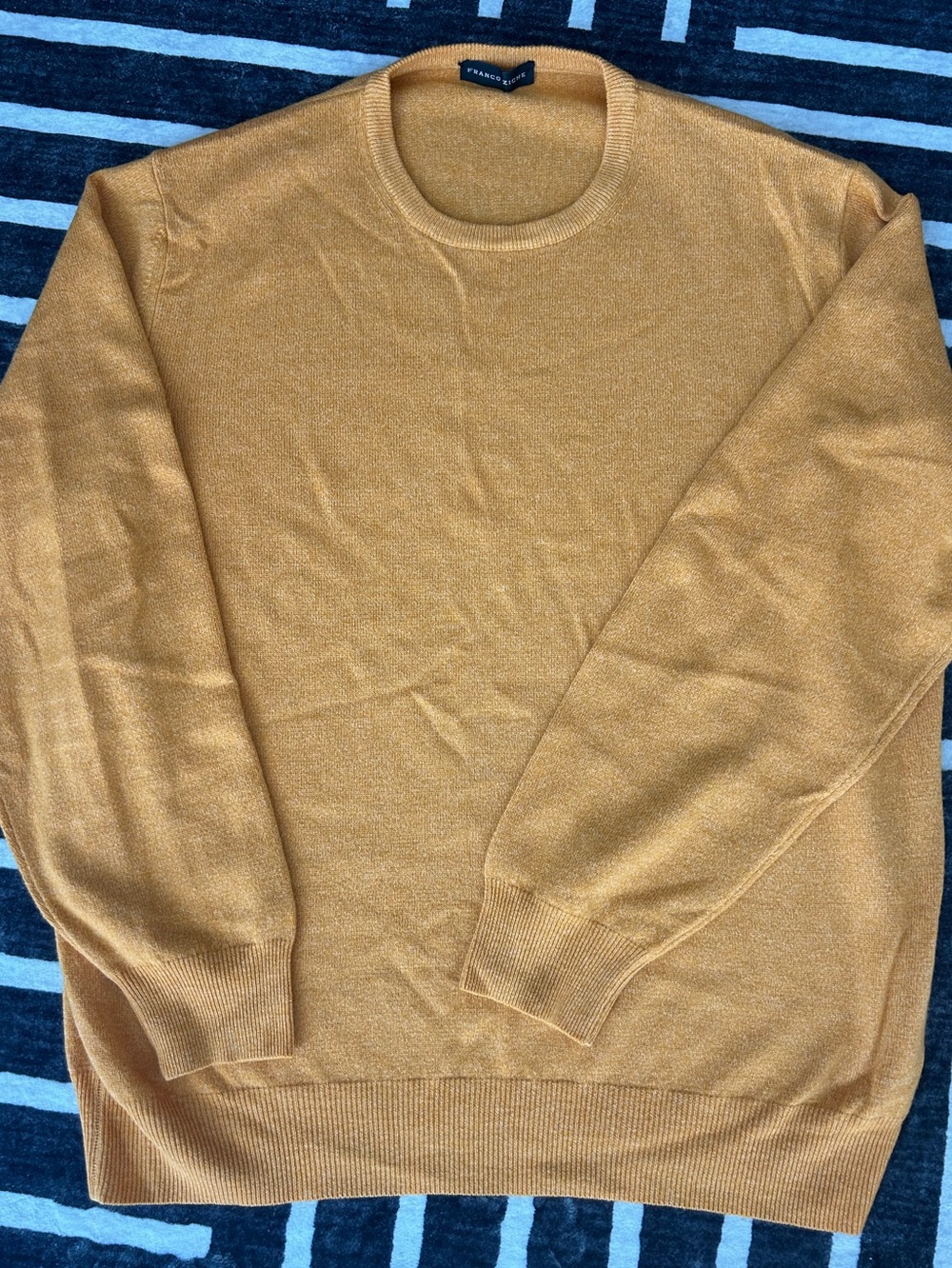 Franco Ziche Italian Cashmere Wool Blend Men's Crewneck Sweater Gold Mustard Ylw